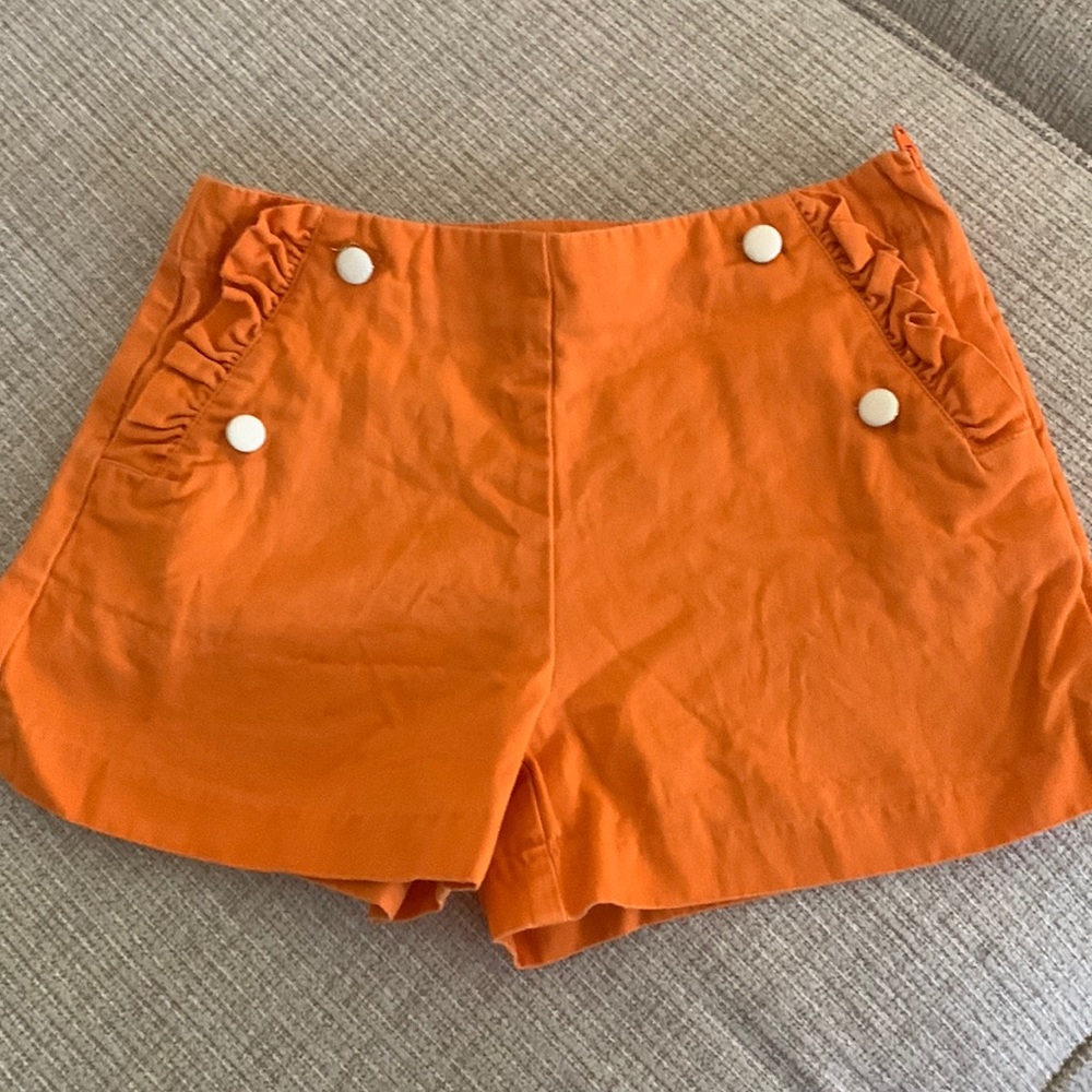 Janie and Jack Orange with white / gold button Shorts - size 10